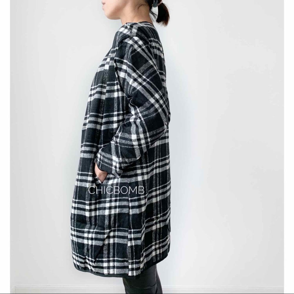 White and Black Plaid Coat - Picture 9 of 13